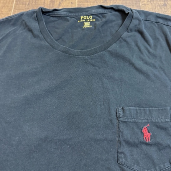 SOLD POLO Ralph Lauren Crewneck Pocket T-Shirt Men 2XL Black Cotton PONY - Picture 2 of 7